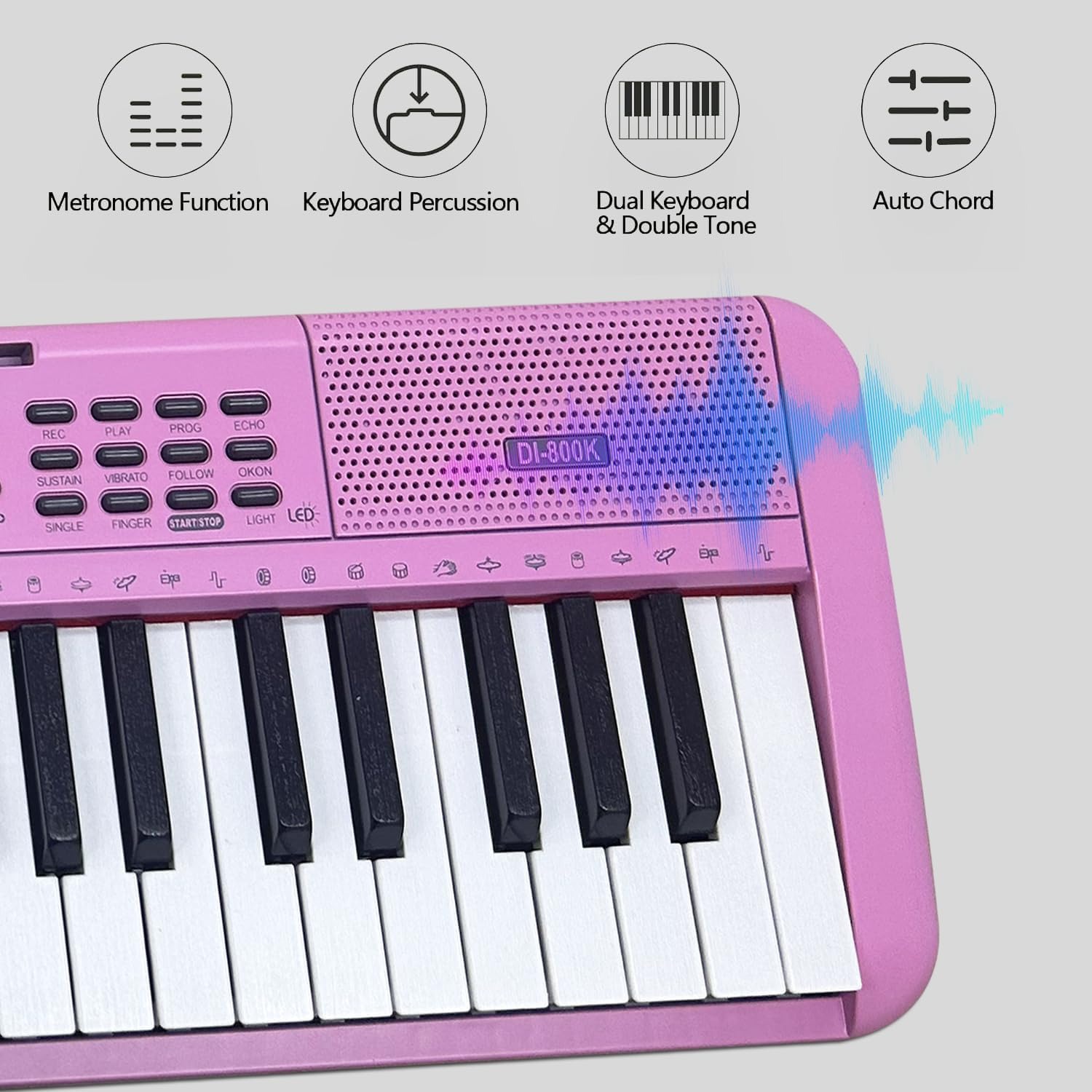 Diodonica 61-Key Lighted Beginner Keyboard Piano, detail view