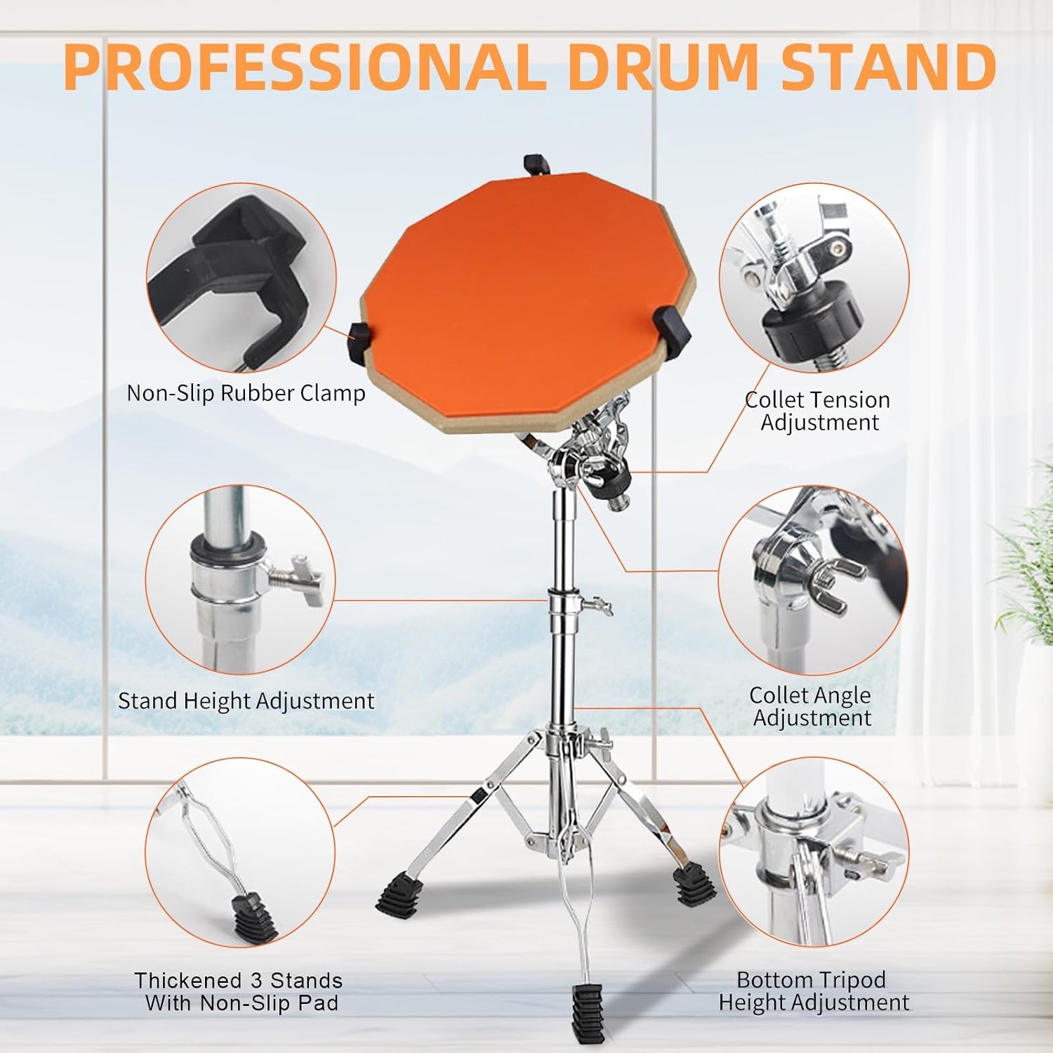 Drum Practice Pad Set with Stand, Sticks and Carry Bag: image 4