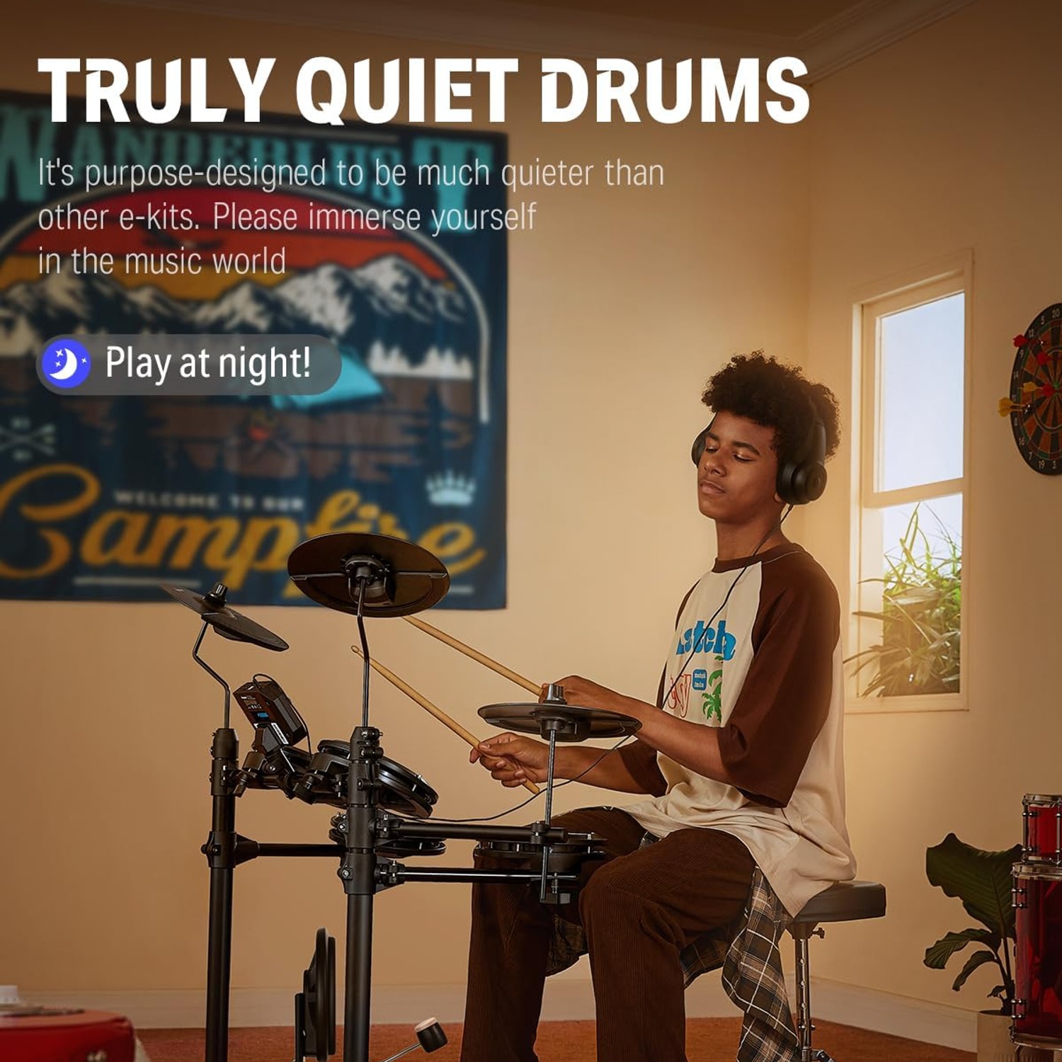 Donner DED-80 Electronic Drum Kit with Mesh Heads: image 3