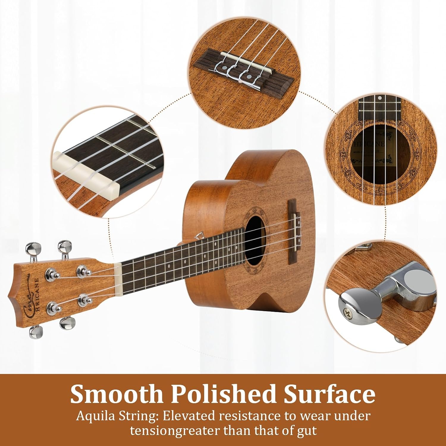 Hricane Concert Ukulele 23 Inch Mahogany Starter Pack: image 5