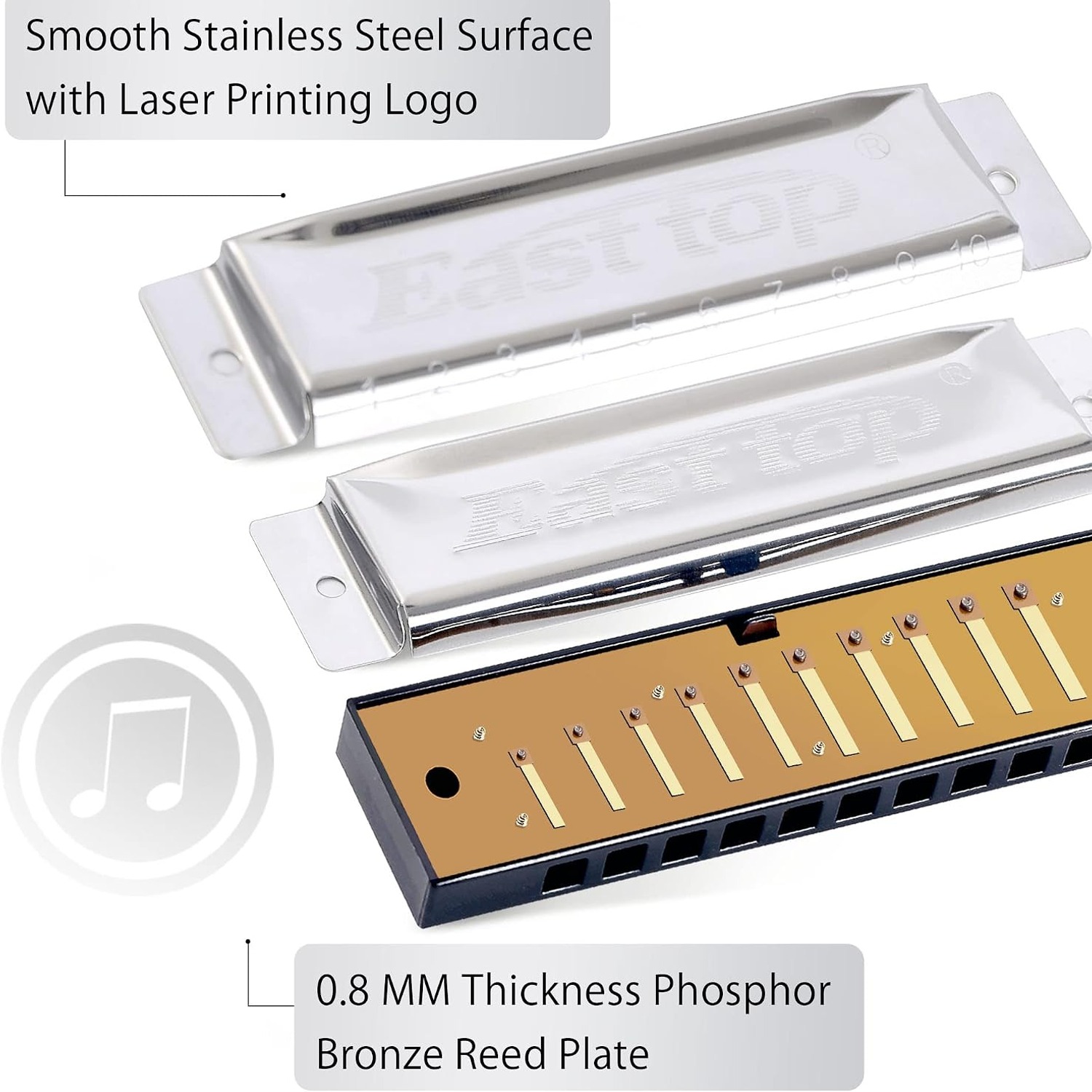 East Top T10-4 10 Hole Blues Harmonica, Key of C: image 4