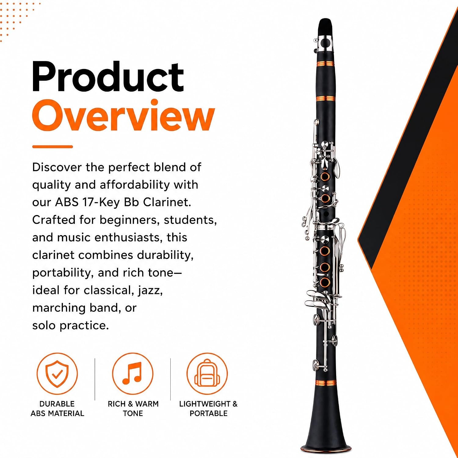 17-Key Bb Clarinet with Case and Starter Accessory Kit: image 3